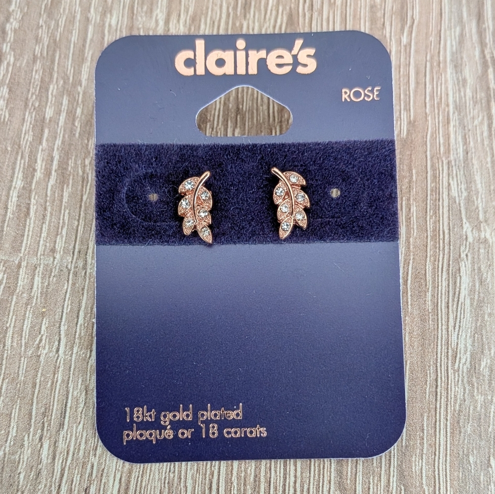 NEW 18K Rose Gold plated Leaf Shaped earrings